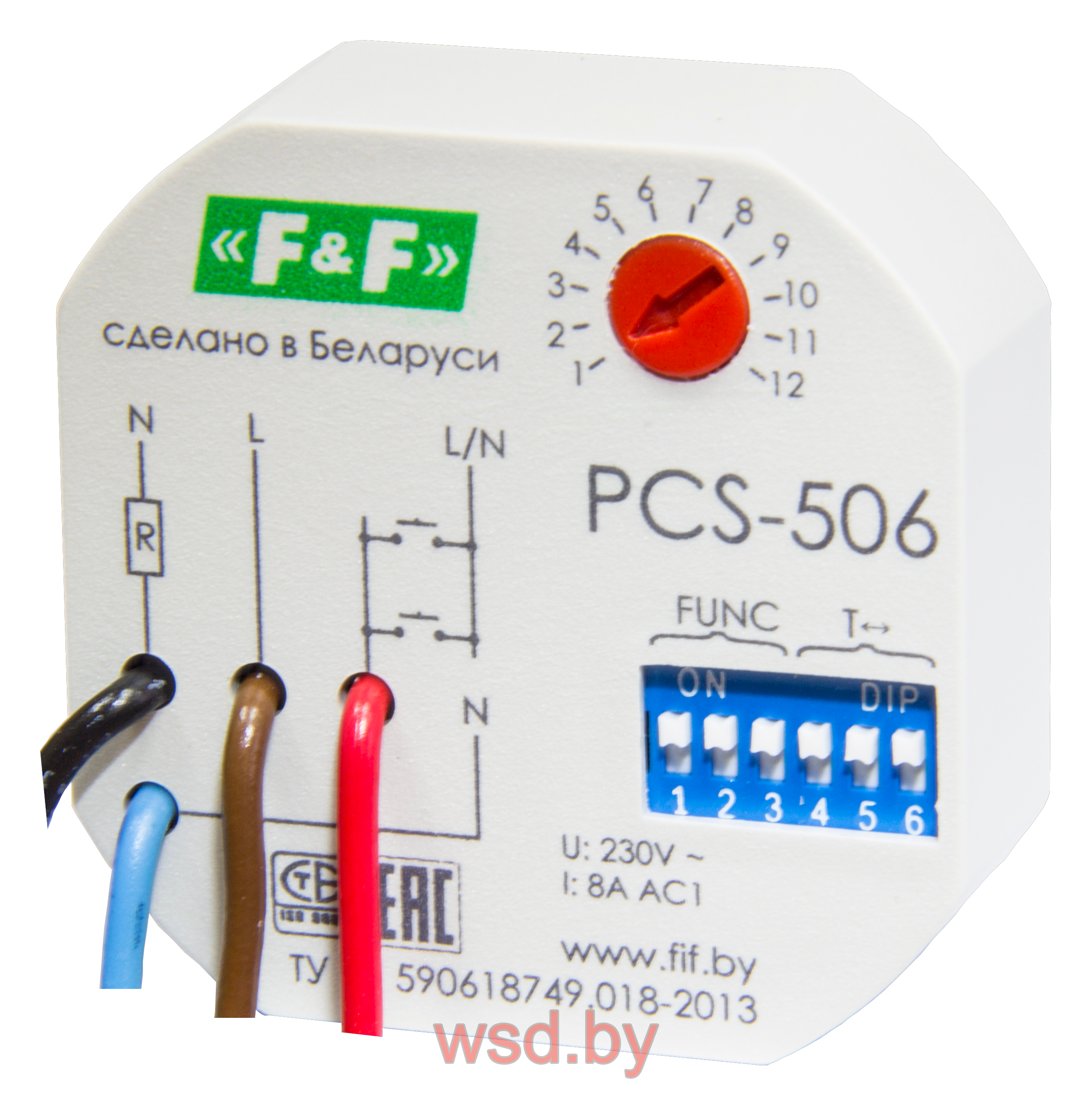 PCS-506 многофункциональное, для установки в монтажную коробку Ø 60 мм 230В AC 8А 1NO IP20